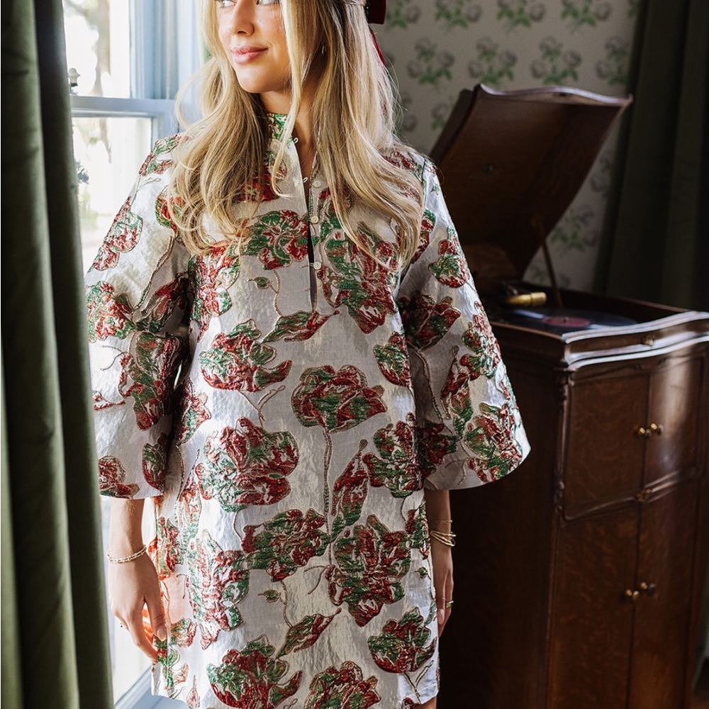 J Marie Collections The Regina Button Up Dress - Silver